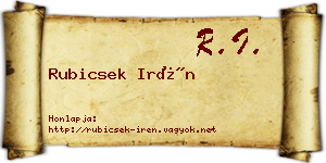 Rubicsek Irén névjegykártya